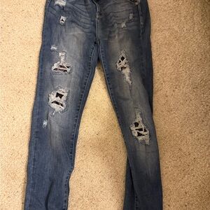Judy Blue Ripped Skinny Jeans camo accents